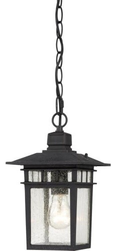 Transitional Cove Neck 1 Lgt Outdoor Hang  Textured Black Finish   Craftsman   Outdoor Hanging Lights   by Buildcom  Houzz