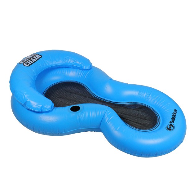 Swim Central 61 inch Inflatable Blue Chill Swimming Pool Floating Lounge Chair