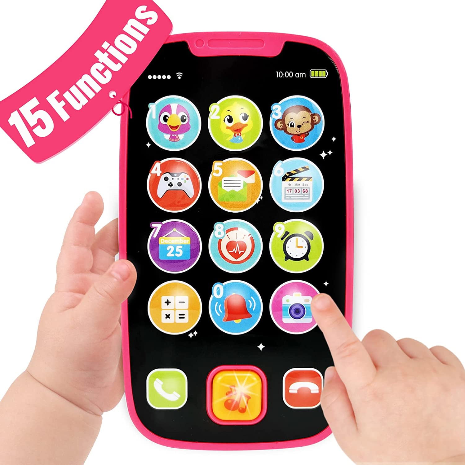 Yerloa Baby Phone Toy Toddler Boy Toys Learning Play Cell Phone with 15 Functions and Dazzling Lights， Baby Infant Toys for 12 24 Months