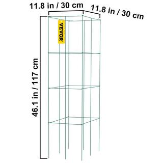 VEVOR 11.8 in. x 11.8 in. x 46.1 in. Tomato Cages Square Plant Support Cages Green Steel Tomato Towers for Plants (5-Pack) FXKZDFQZZ1246RX5PV0