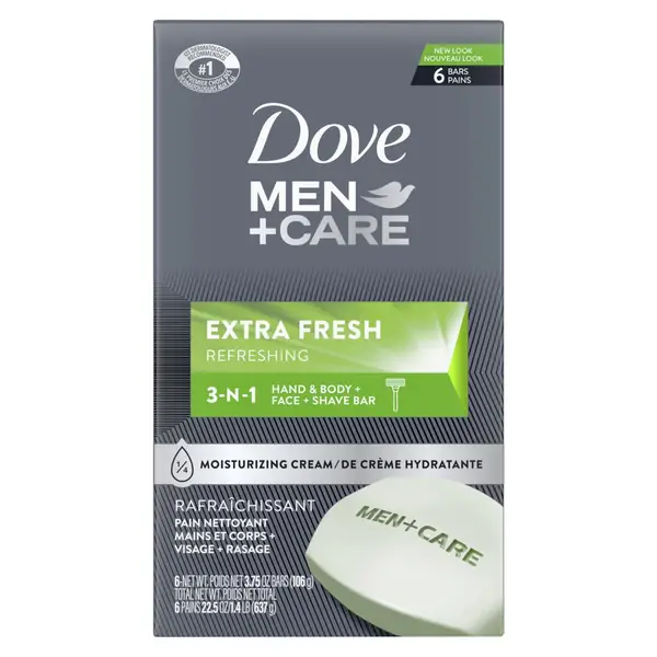 Dove 6-Count Men's+ Care Body and Face Extra Fresh Bar Soap