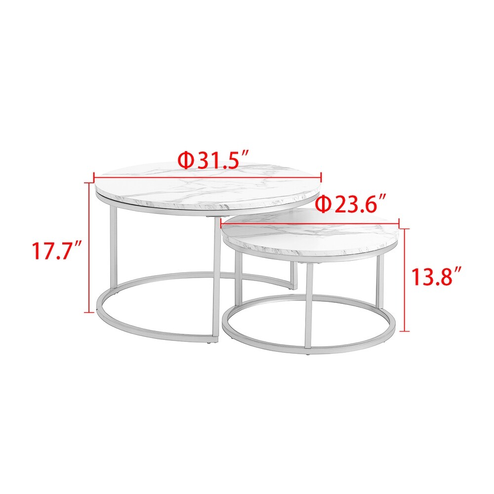 Elegant Marble Style Coffee Table with Iron Frame