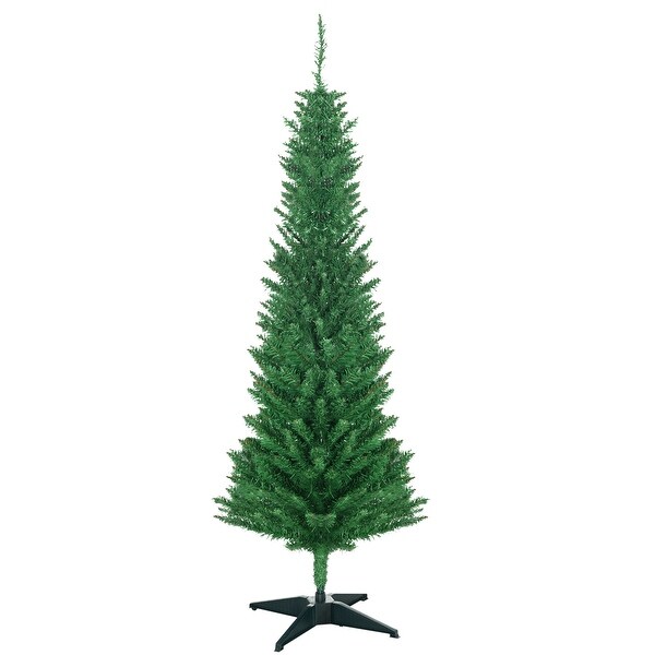 5FT Artificial Pencil Christmas Tree with 294 Realistic Branch Tips and Plastic Stand