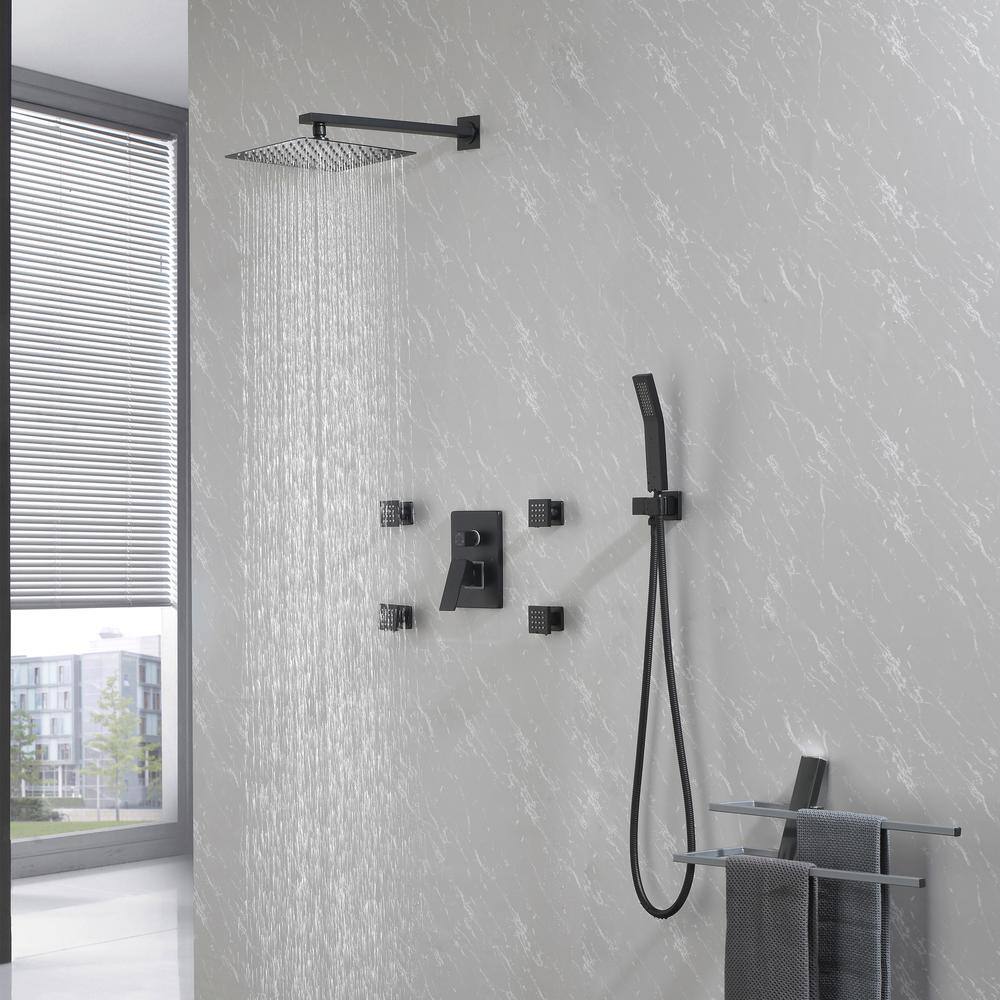 Utopia 4niture Finn 10 in. Shower Head 3-Jet Shower System with Handheld Shower in Matte Black HAS-B511-10MB