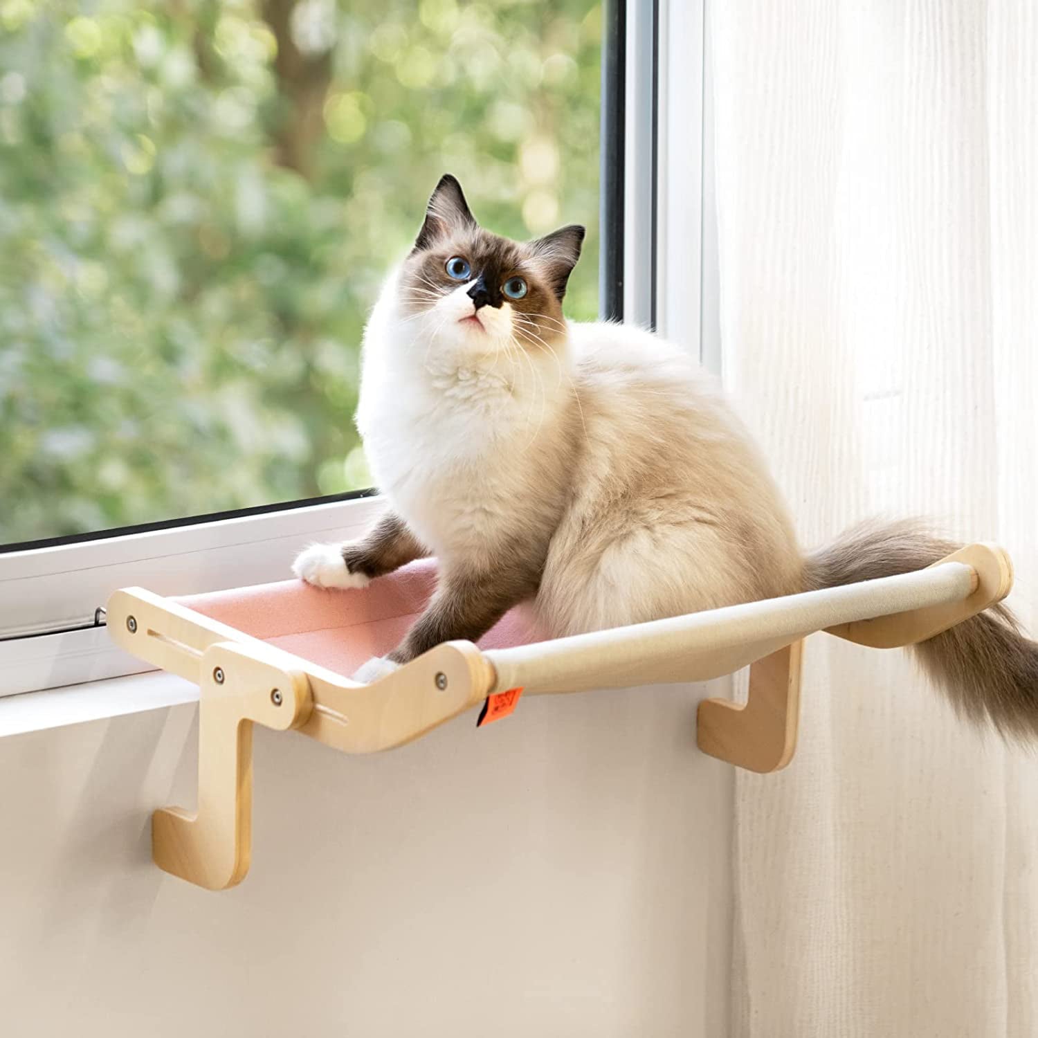 MoveCatcher Cat Window Perch Lounge Mount Hammock Window Seat Bed Shelves for Indoor Cats No Drilling No Suction Cup