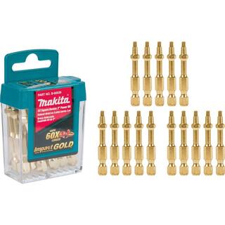 Makita Impact GOLD #2 2 in. Square Power Bit (15 Per Pack) B-60539