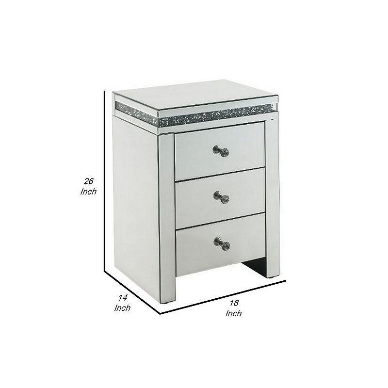 Accent Table with 3 modern storage drawers， White