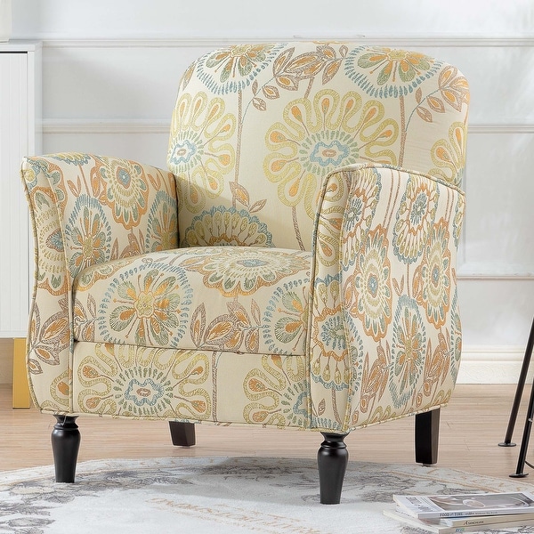 Accent Chair Armchair with Wood Legs， Fabric Upholstered Accent Chairs for Living Room Bedroom