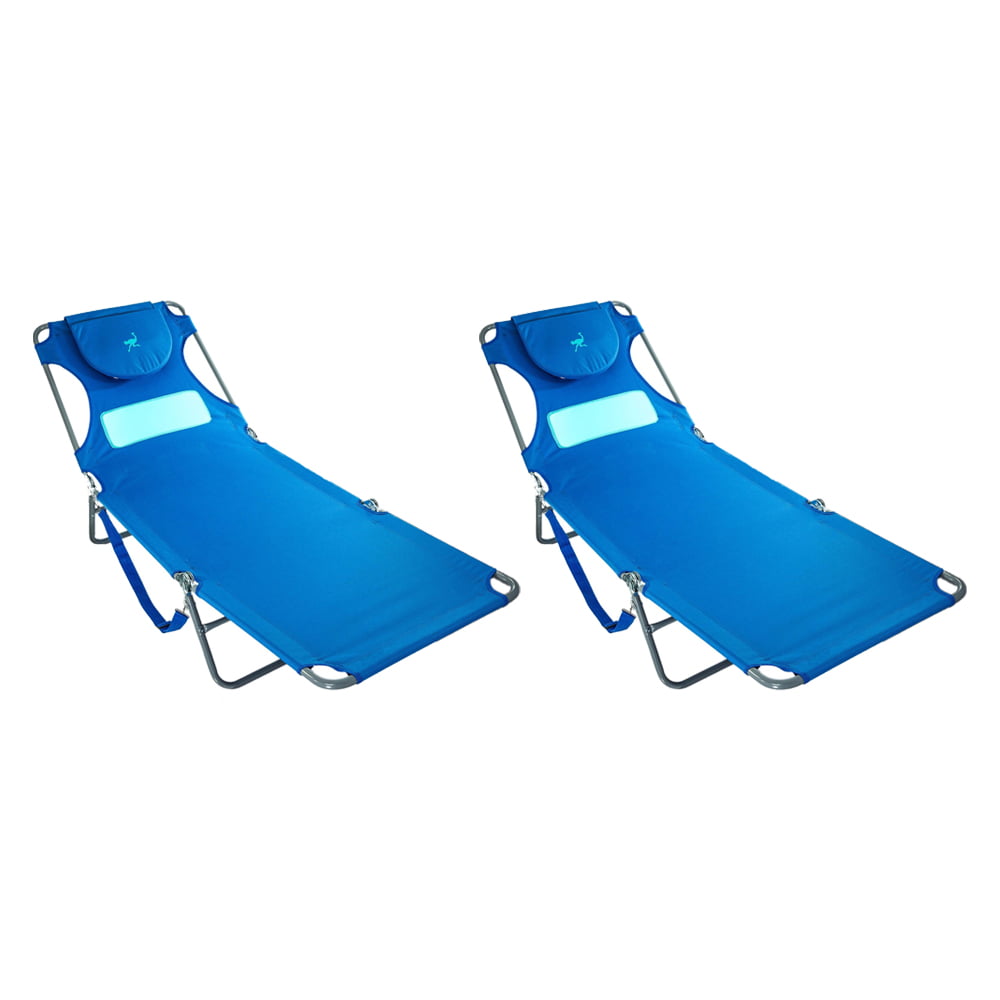 Ostrich Comfort Lounger Face Down Sunbathing Chaise Lounge Beach Chair， (2 Pack)