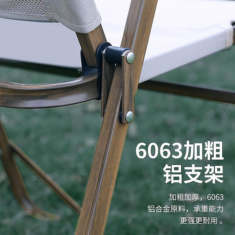 Camping folding chair Outdoor portable aluminum alloy Kermit chair——Small beige iron pipe black