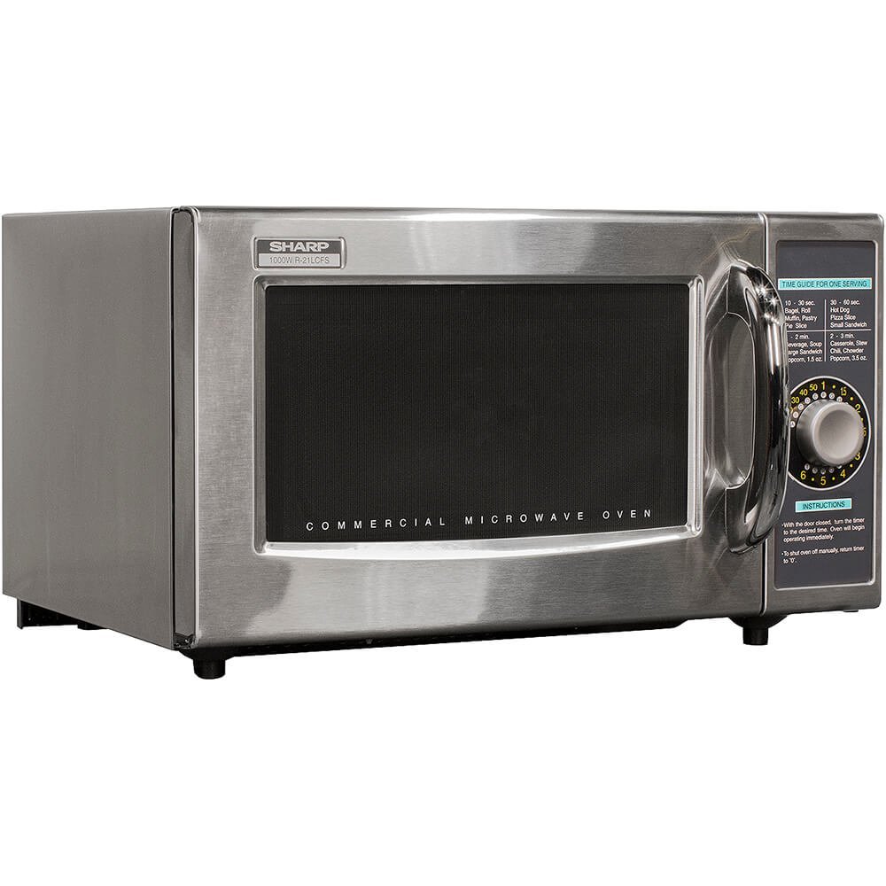 Sharp R-21LCFS Medium-Duty Commercial Microwave Oven with Dial Timer, Stainless Steel, 1000-Watts, 120-Volts