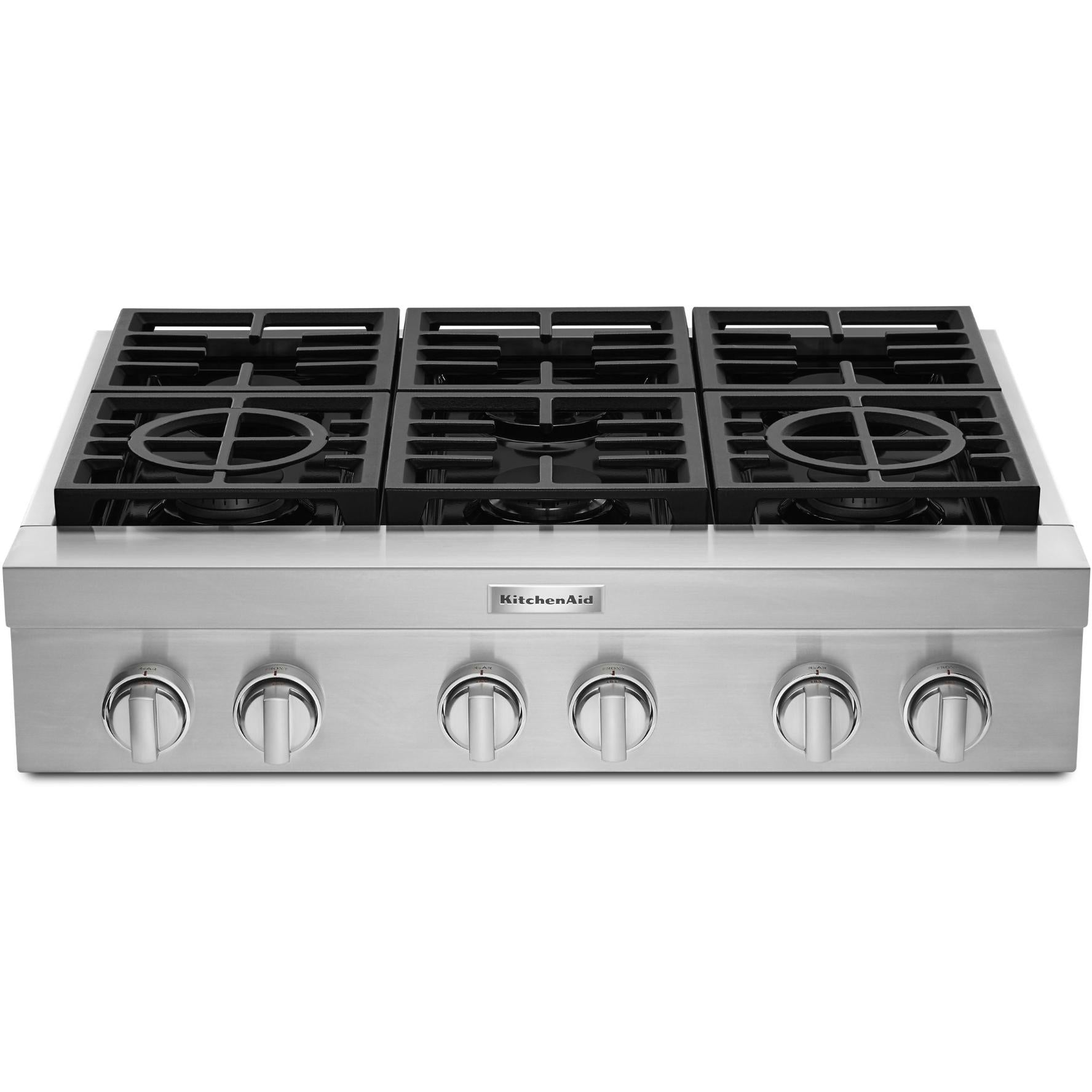 KitchenAid 36-inch Built-in Gas Rangetop with Ultra Power? Dual-Flame Burners KCGC506JSS