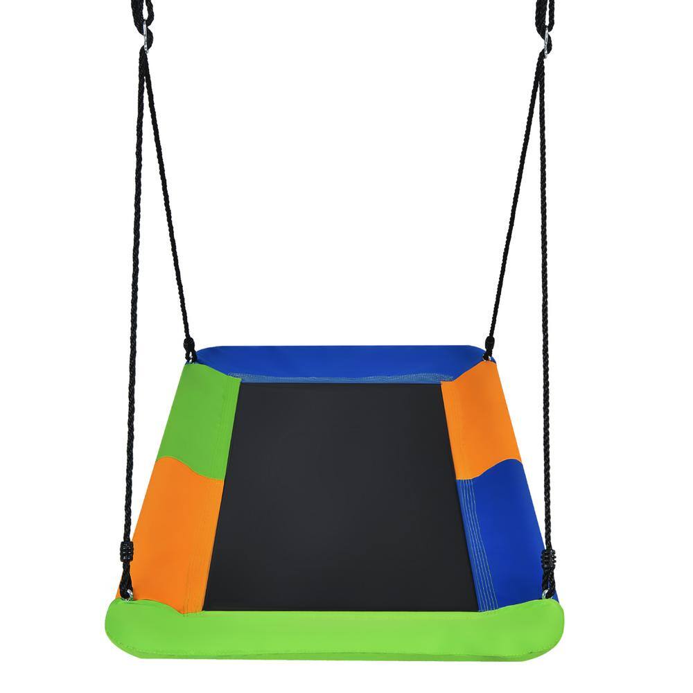 Gymax 60 in. Blue Orange and Green Kids Giant Tree Rectangle Swing 700 lbs. wAdjustable Hanging Ropes GYM08277