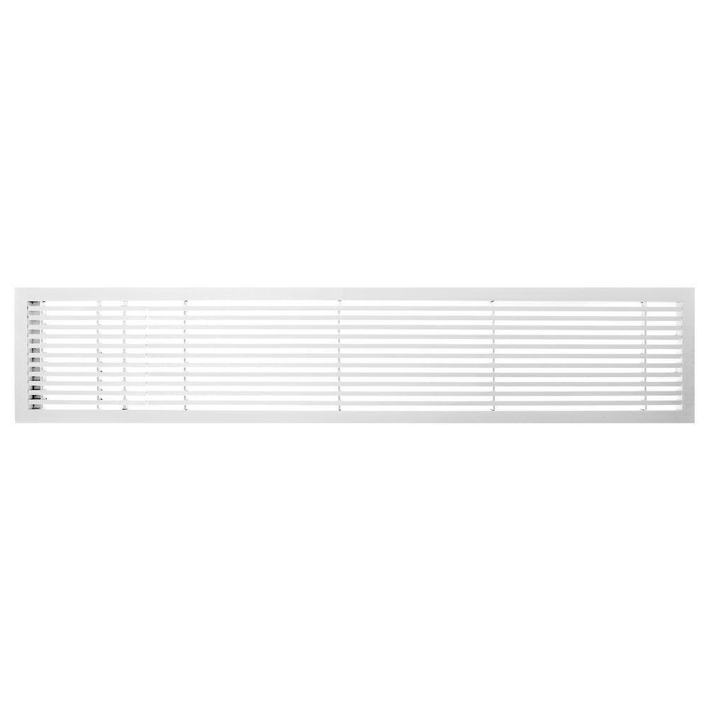 Architectural Grille AG20 Series 6 in. x 36 in. Solid Aluminum Fixed Bar SupplyReturn Air Vent Grille White-Gloss with Left Door 200063633