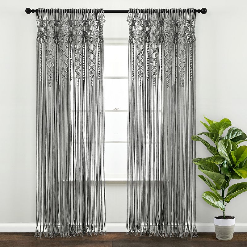 Lush Decor Boho Macrame Textured Cotton Window Curtain