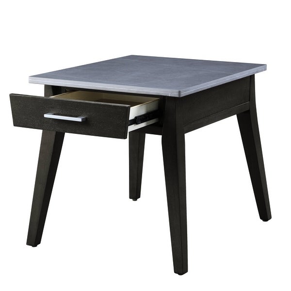 ACME Zemocryss End Table in Marble and Dark Brown Finish