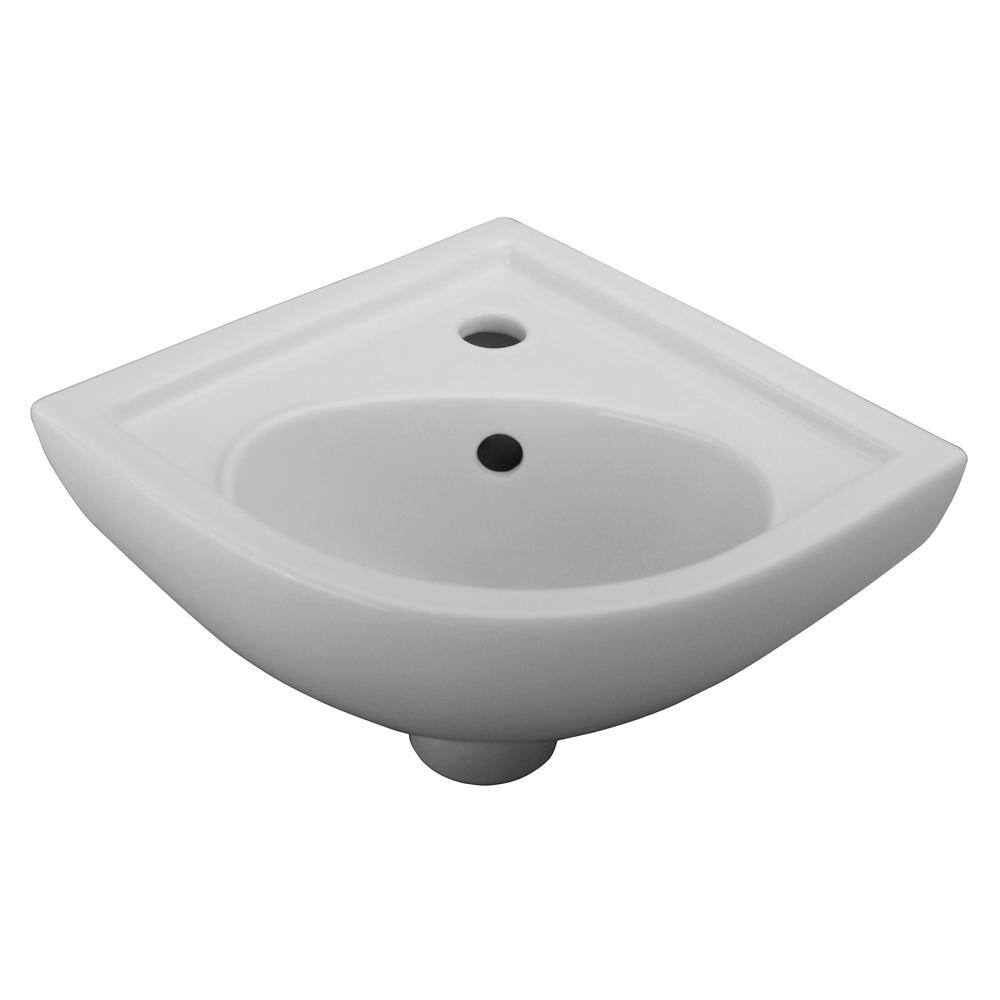 Barclay Products 17.37 in. Corner Wall-Hung Petite Bathroom Sink in White 4-745WH