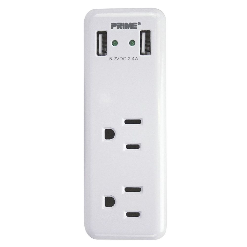 Prime 3 Prong 2 Outlet with 2 Port USB Charger ;