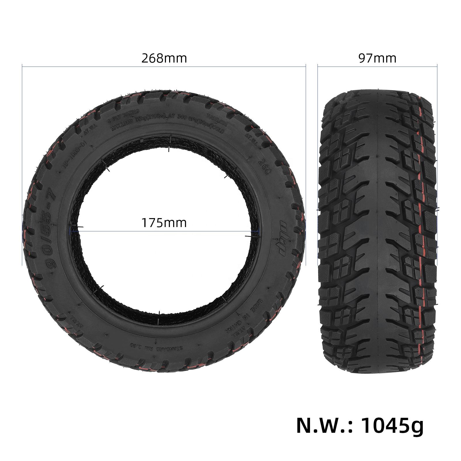 Ulip 90/55 7 Off road Tubeless Tire For Segway GT Electric Scooter Accessories 11 Inch Thickened Outer Wheel Tyre Replacement