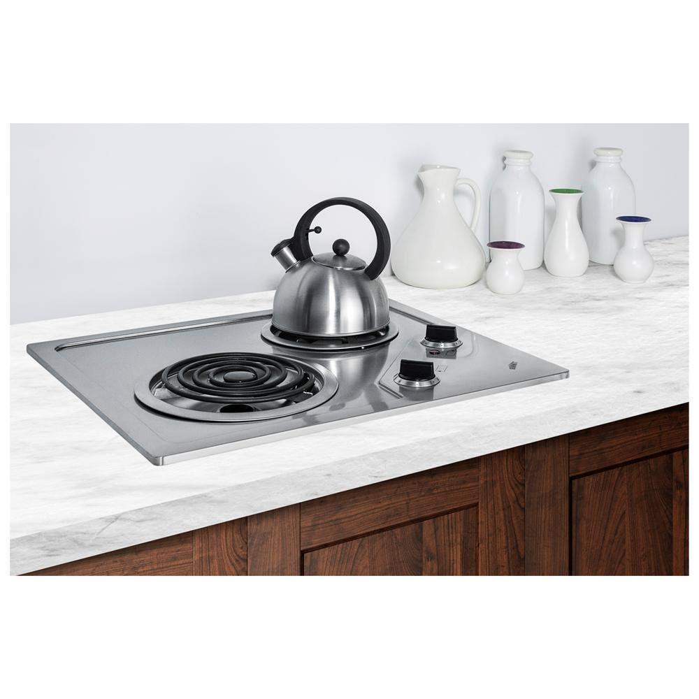 Summit Appliance 21 in Coil Electric Cooktop in Stainless Steel with 2 Elements 220Volt