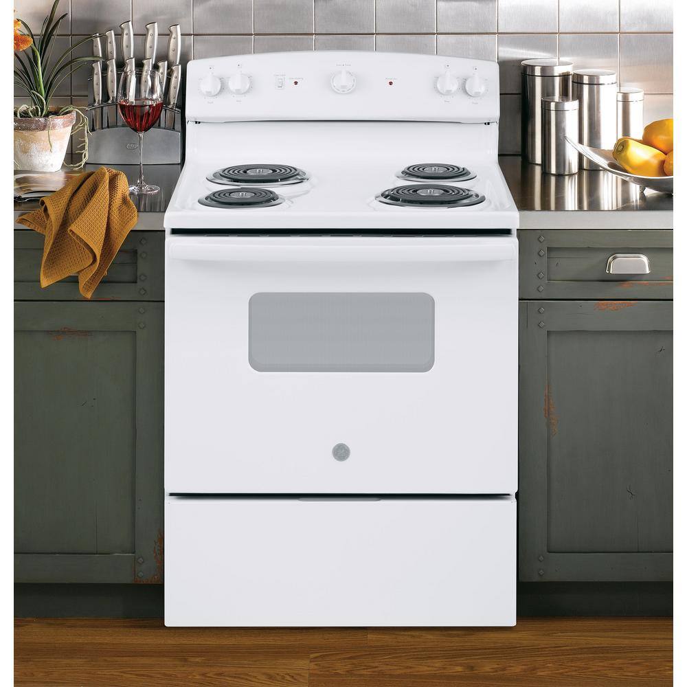 GE 30 in. 5.0 cu. ft. Freestanding Electric Range in White JBS160DMWW