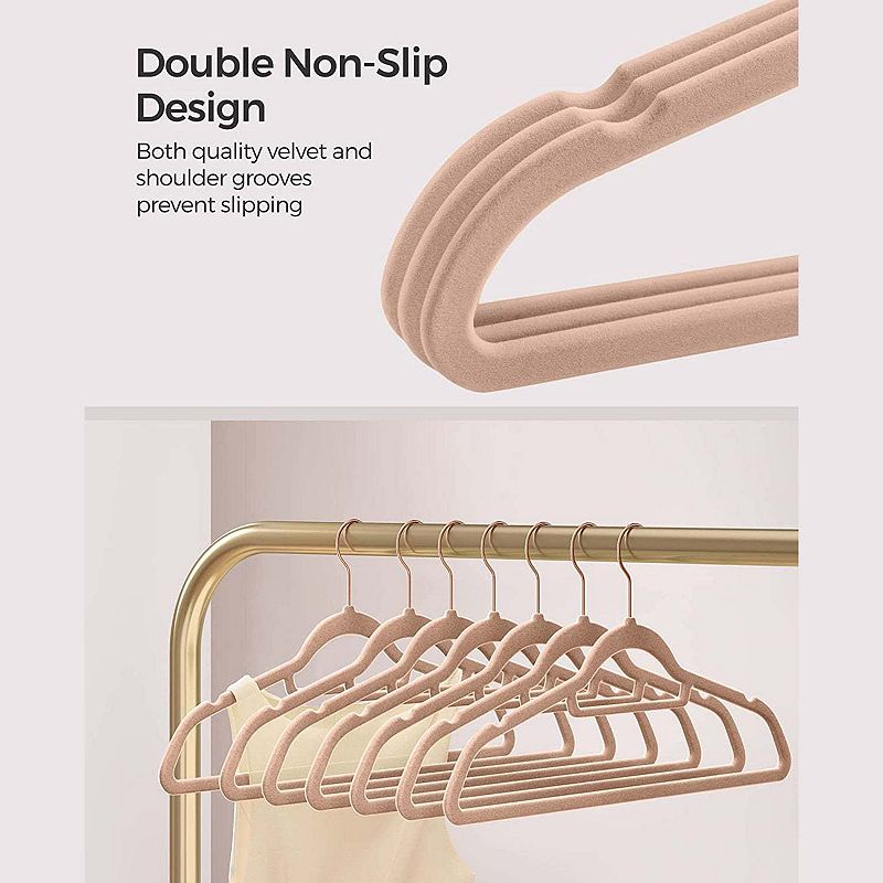 Set of 50 Velvet Hangers Pale Brown