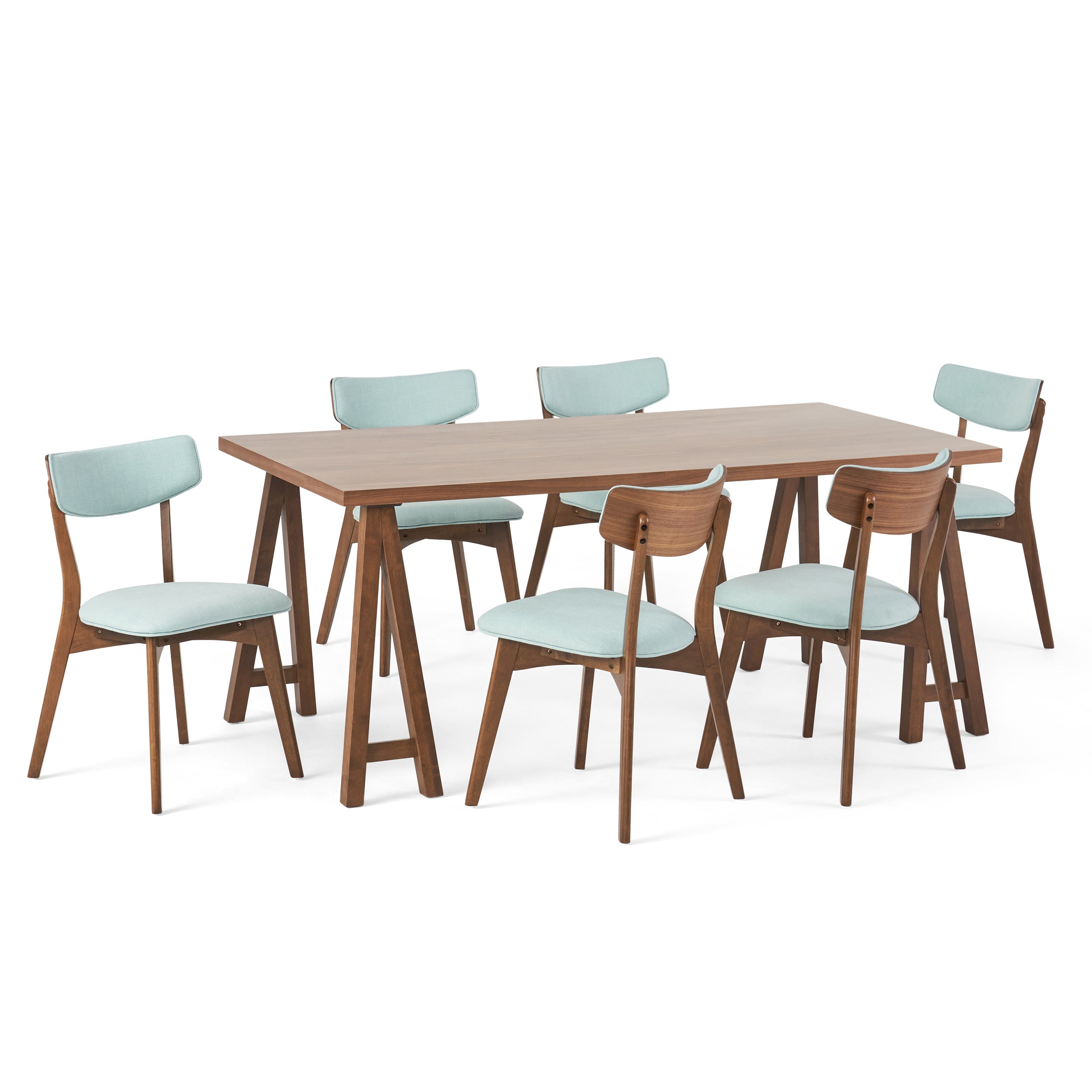 Turat Mid-Century Modern 7 Piece Dining Set with A-Frame Table