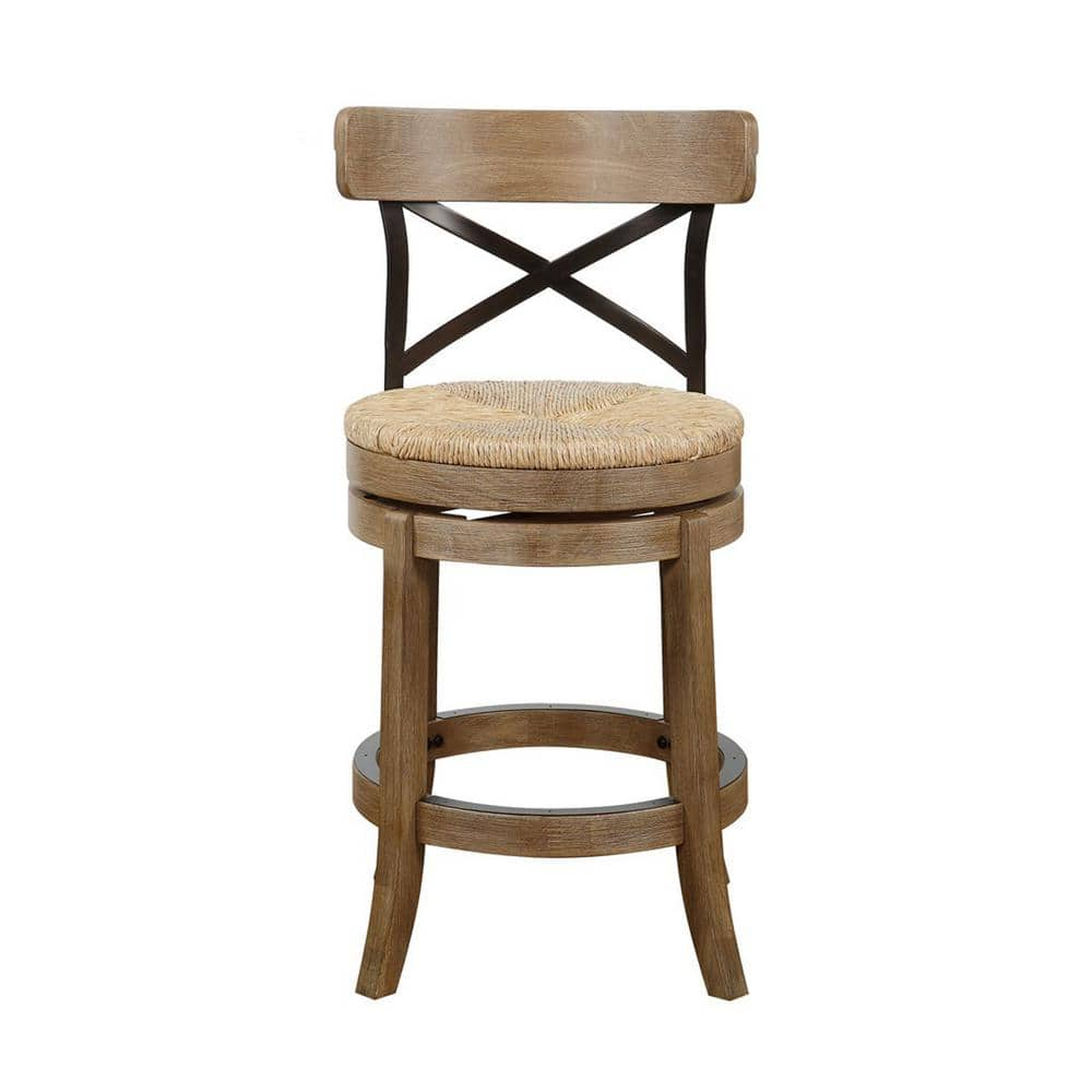 Boraam Myrtle 24 in. Wheat Wire-Brush Wood Frame Counter Height Bar Stool 76924