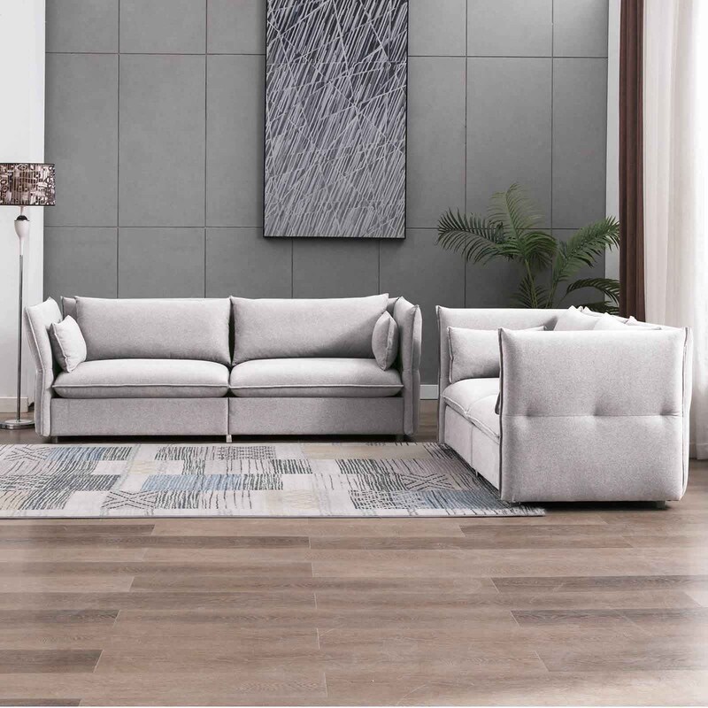 Mixoy Living Room Sofa Couch Set Upholstered Sofa with Adjustable Armrests and Backrest Minimalist Sleeper Sofas and Couches