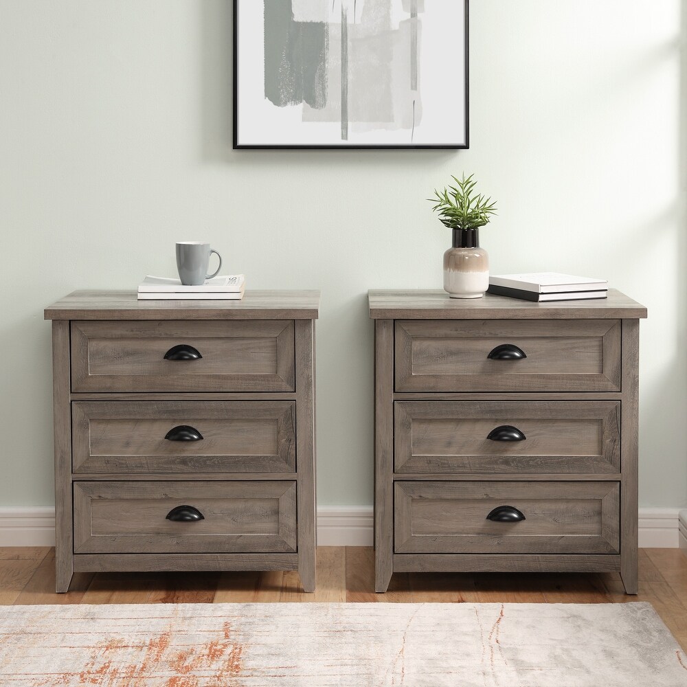 Middlebrook 3 Drawer Farmhouse Nightstands  Set of 2