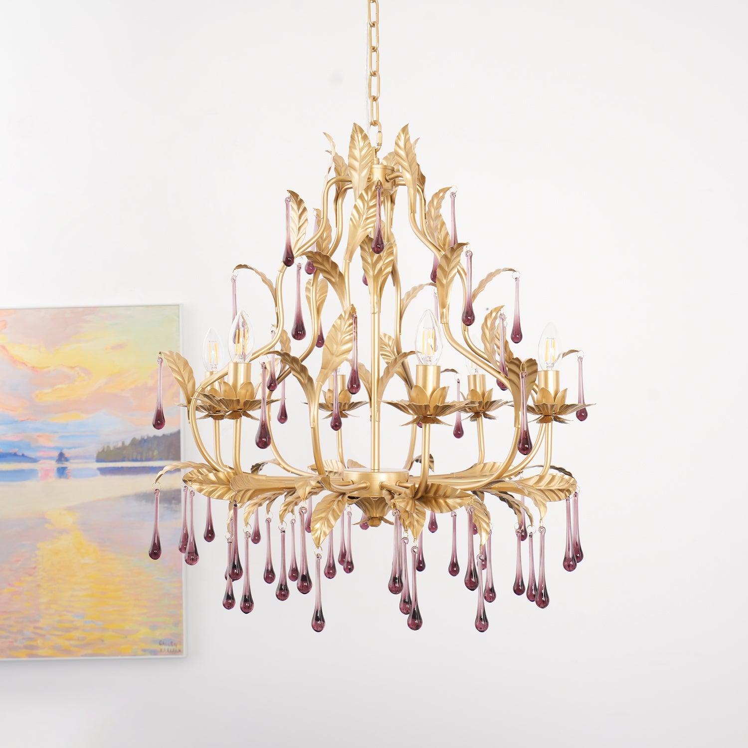 Amethyst Drops Glass Chandelier