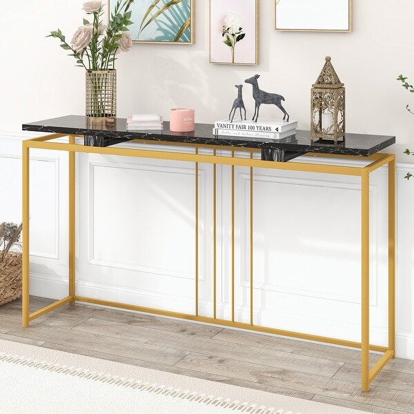 Console Table， Extra Long Entryway Table with Metal Frame