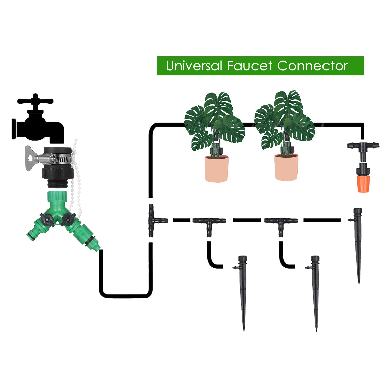 Plant Watering Drip Irrigation Kit Diy Watering System With Electronic Automatic Irrigation Timer Nozzles Misters Drippers 40 Meters Tubing For Garden Lawn Patio