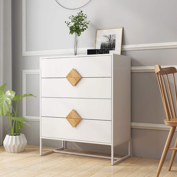 4 Drawer Dresser， Modern Chest Storage Cabinet for Bedroom and Living Room - as picture - - 37668835