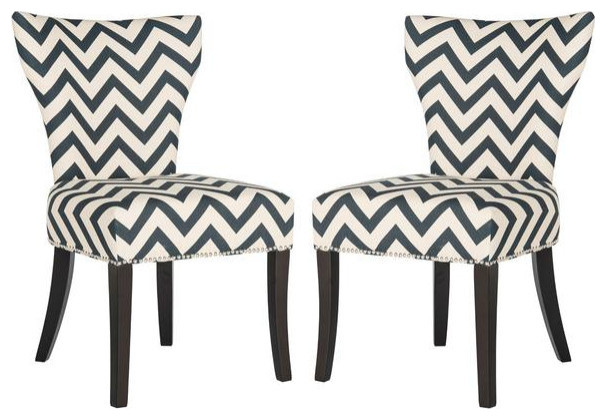 Tchallo 22  x27 x27Kd Side Chairs set of 2 Black / White Stripe   Transitional   Dining Chairs   by AED Luxury Home Decor  Houzz