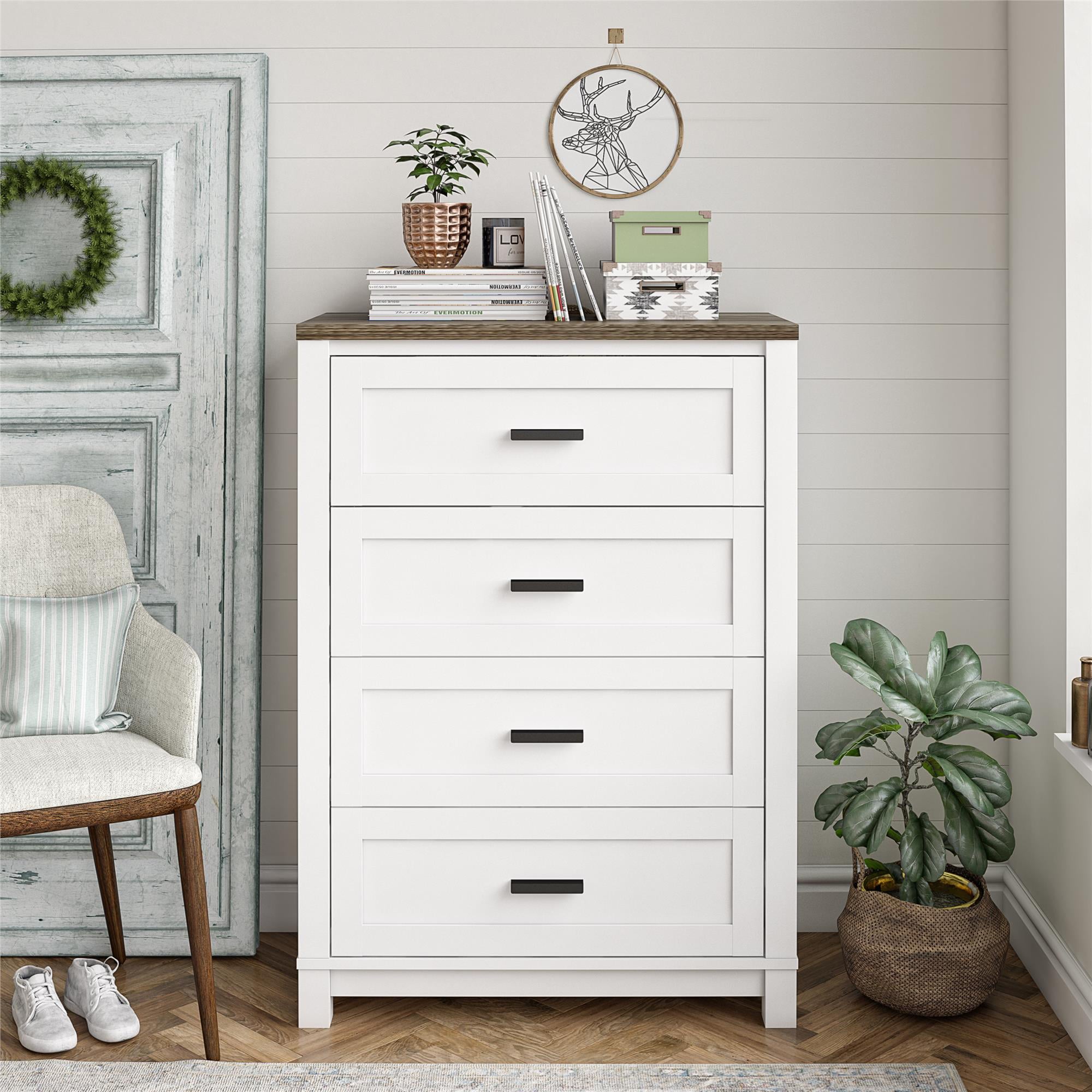 Ameriwood Home Bay Hills 4 Drawer Dresser, White