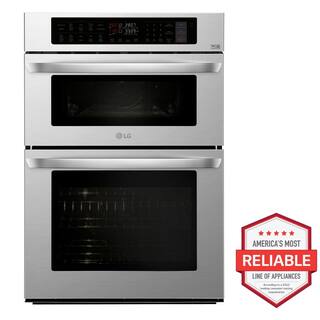 LG 30 in. Combination Double Electric Smart Wall Oven wConvection EasyClean Built-in Microwave in Stainless Steel LWC3063ST