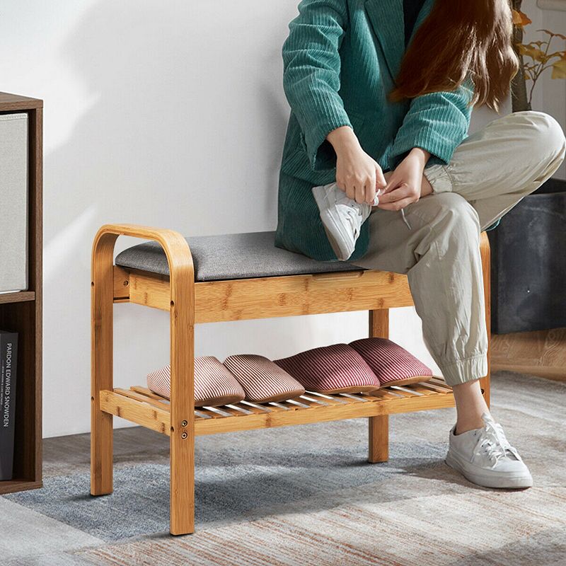 Shoe Rack Bench  with Storage Shelf -Natural