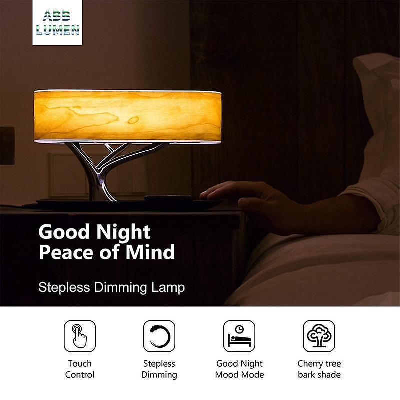 Modern Led Bedside Table Lamp With Wireless Phone Charger And Bluetooth Speaker