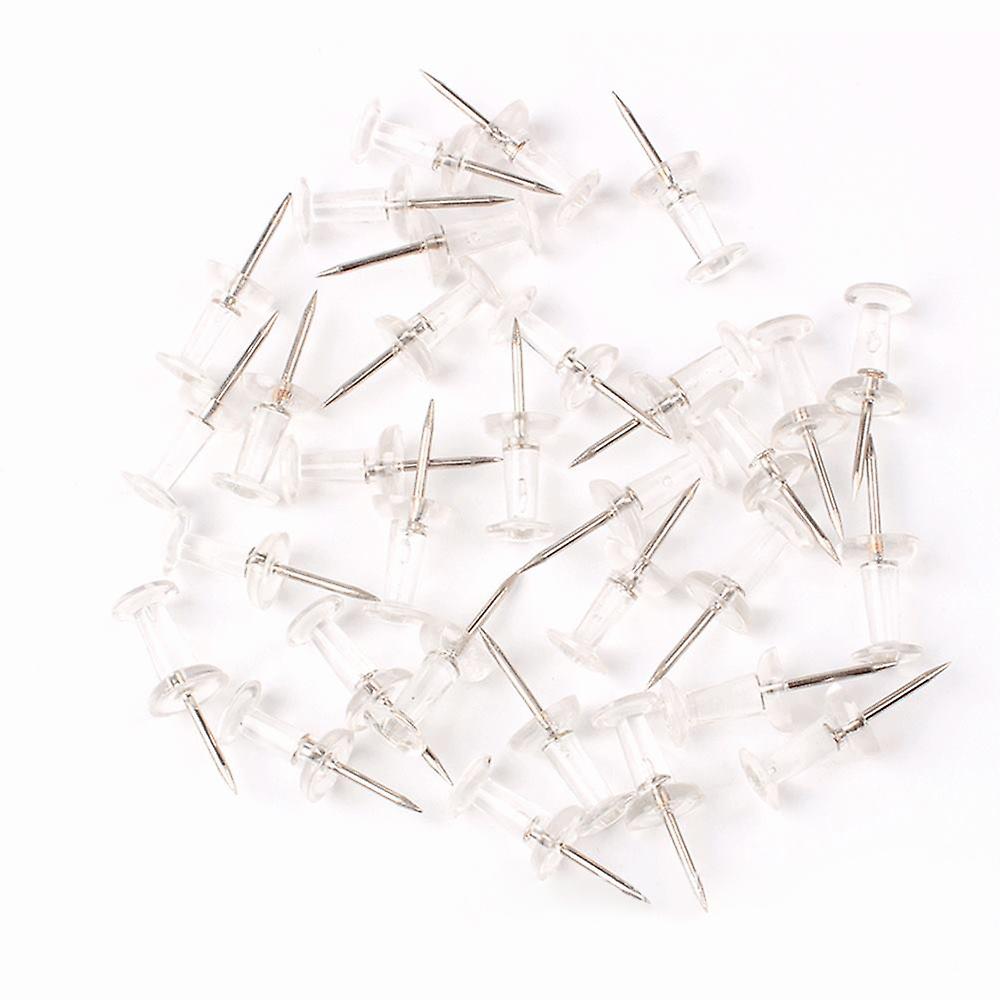 50pcs Push Pins Transparent Plastic Head With Metal Point Thumb Tacks Marking Pins Wall Tacks Map Pins For Bulletin Board Cork Board Home Office Schoo