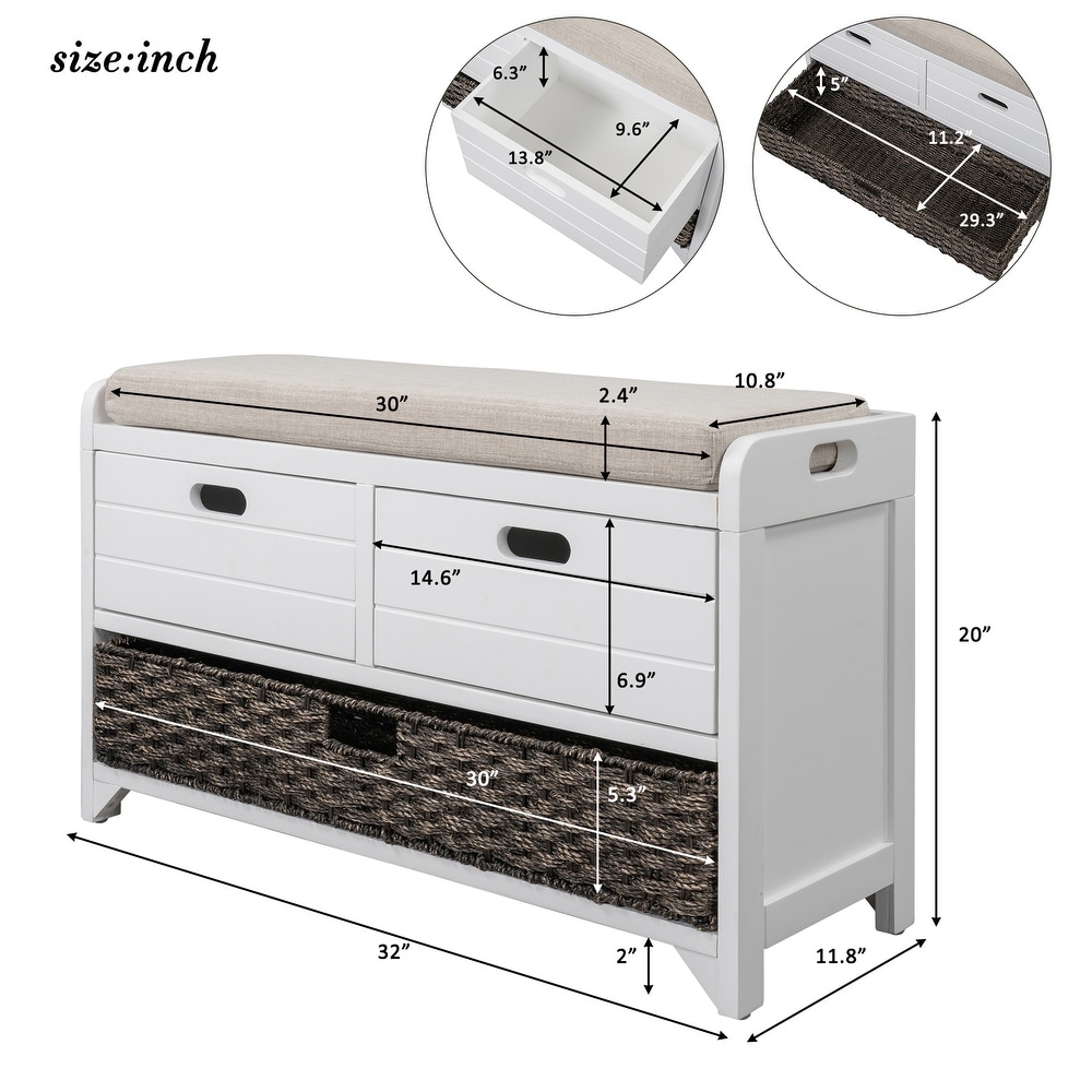 Storage Bench Entryway Benches with Storage Space   3 Drawers