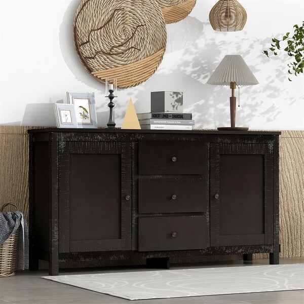 Merax Retro Sideboard Console Table with 2 Cabinets and 3 Drawers