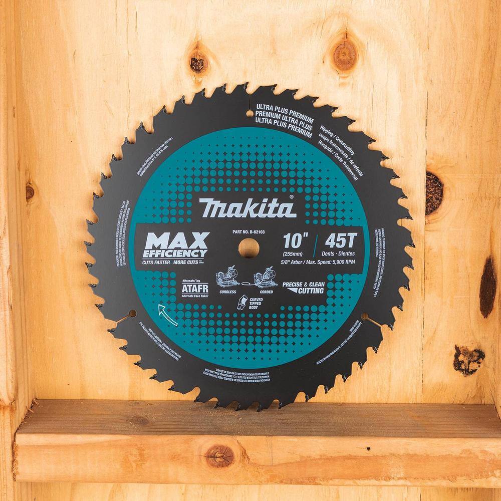 Makita 10 in. 45T Carbide-Tipped Max Efficiency Miter Saw Blade B-62103