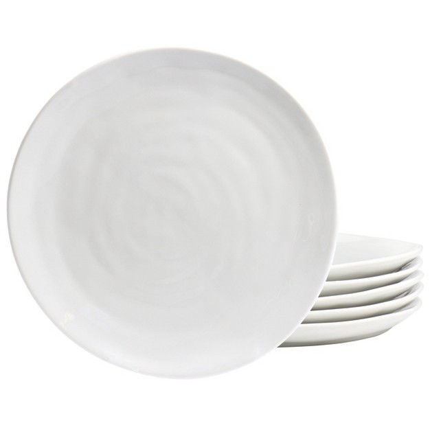 Gibson Our Table Simply White 6 Piece 8 75 Inch Organic Round Porcelain Salad Plate Set In White