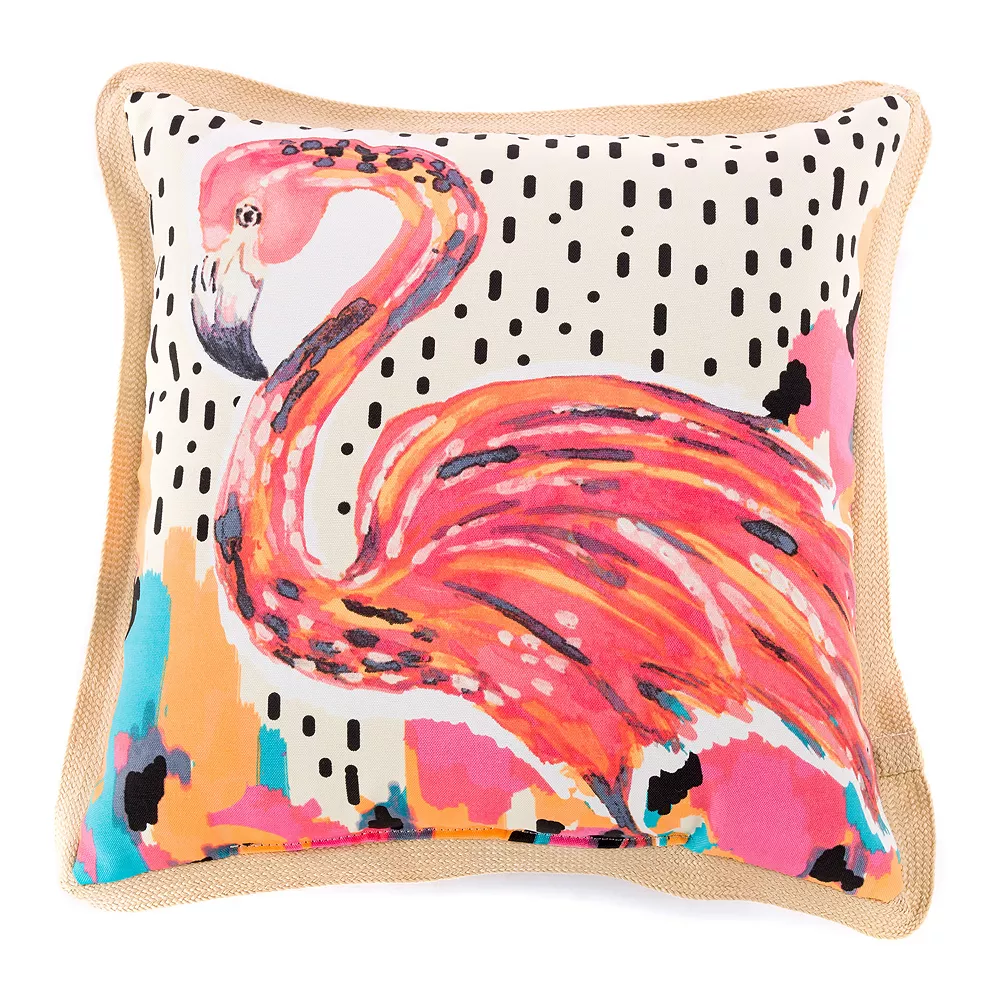 Terrasol Let's Flamingo Indoor Outdoor Throw Pillow