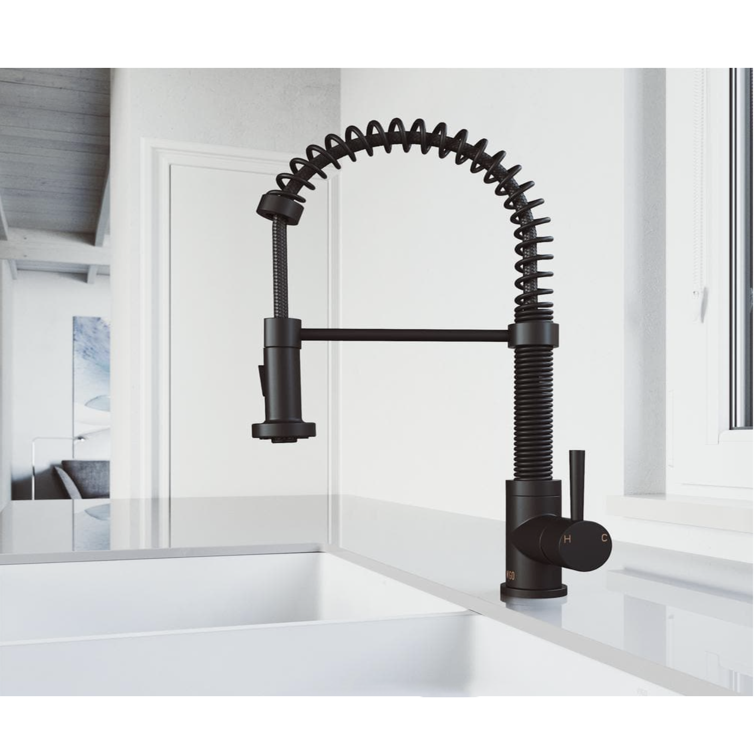 Vigo Edison Single-Handle Pull-Down Sprayer Kitchen Faucet in Matte Black