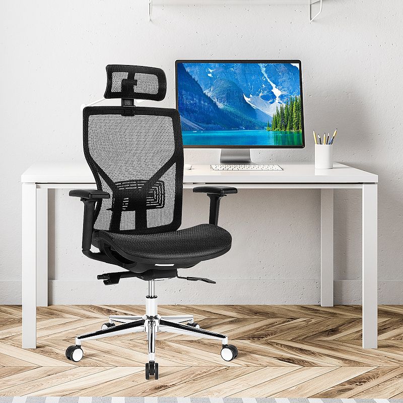 High-Back Mesh Executive Chair with Sliding Seat and Adjustable Lumbar Support