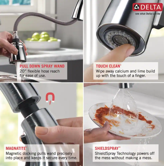 Delta Leland Single-Handle Pull-Down Sprayer Kitchen Faucet with ShieldSpray in Venetian Bronze