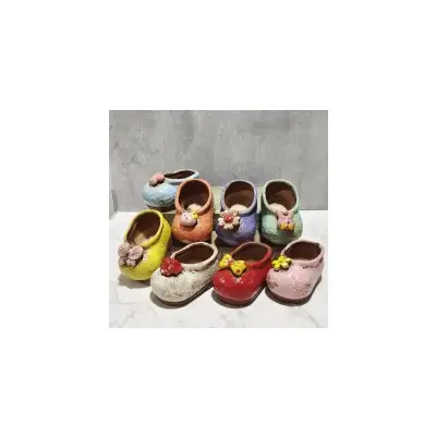 Cute little shoes ceramic succulent plant flower pot three dimensional cartoon painted small flower pot