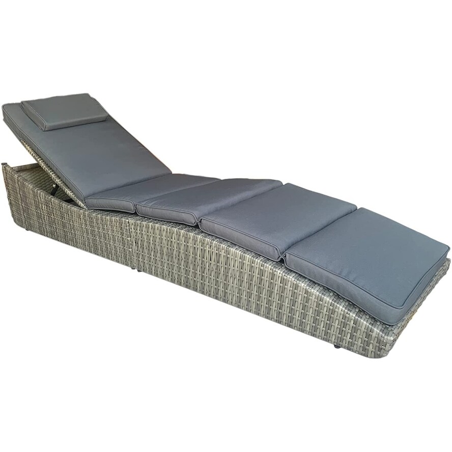 Outdoor SunBathing Wicker Reclining Chaise Lounge with Cushion Folding Sun Lounger Chair Patio Backrest Pillow